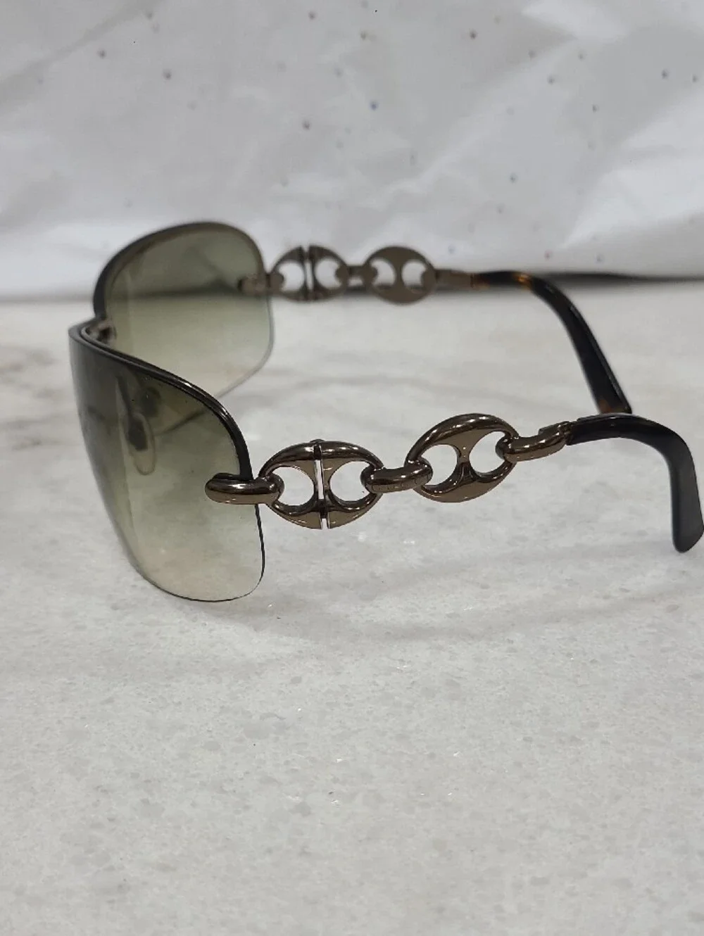 Gucci Brown Gradient Rimless Sunglasses with Logo Accent No Case.